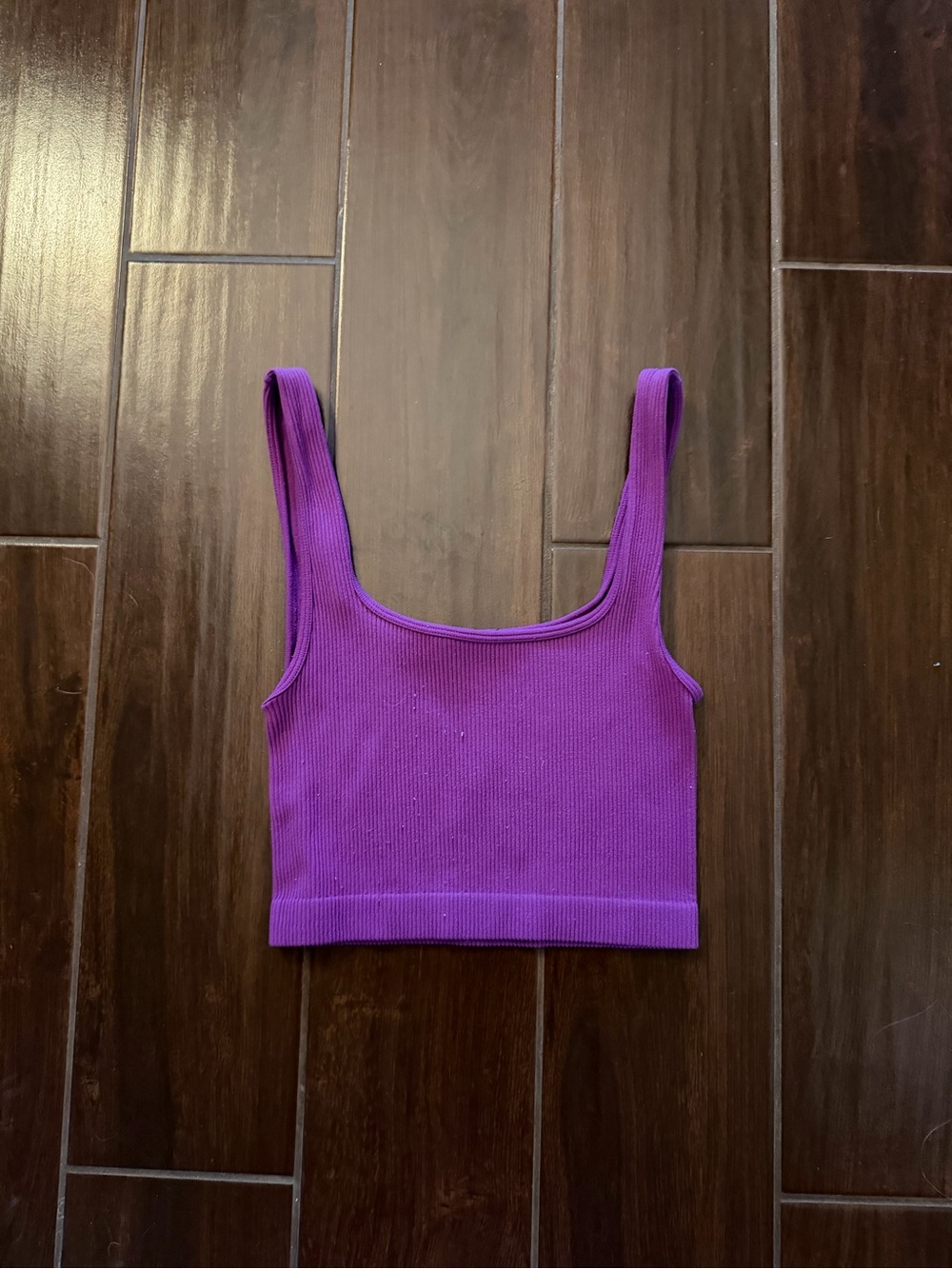 Zara Purple Ribbed Square Neck Crop Tank